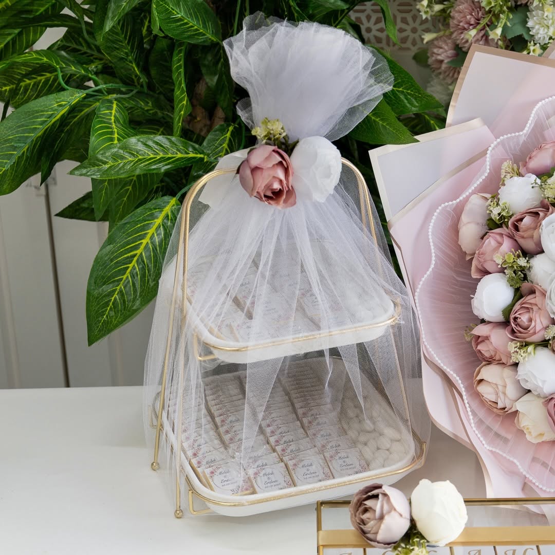 Soft Rose 41 Li Söz Nişan Çiçek Çikolata İsteme Tepsi Seti - Görsel 4