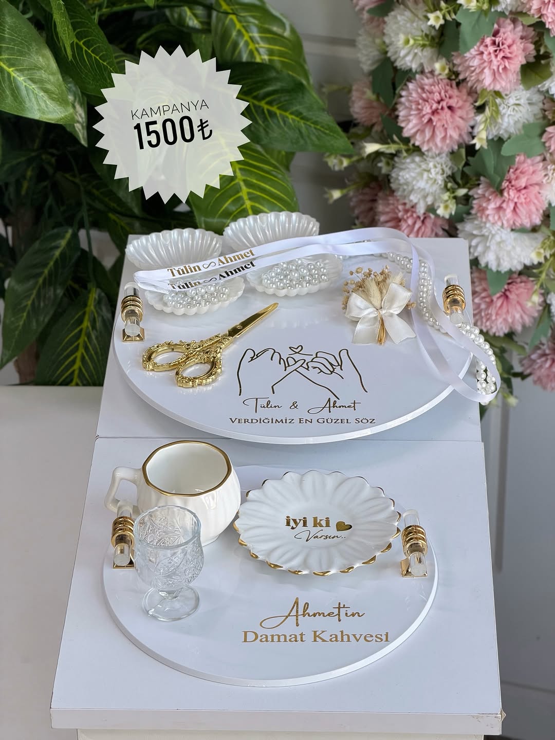 Modern Söz Tepsisi Damat Kahvesi Seti modeli